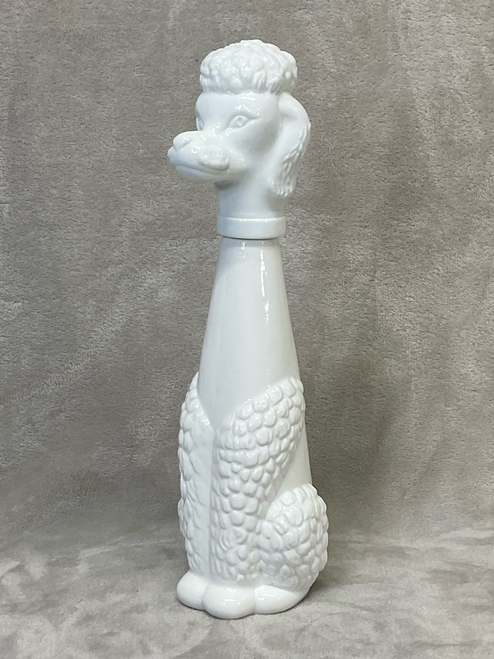 Vtg 60s 70s Poodle Dog Milk Glass Figural Wine Decanter